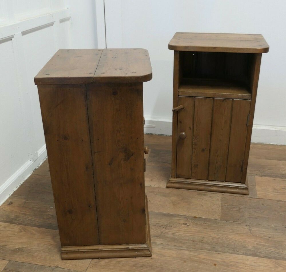 A Pair Of Rustic Pine Bedside Cupboards, Night Tables photo vinterior