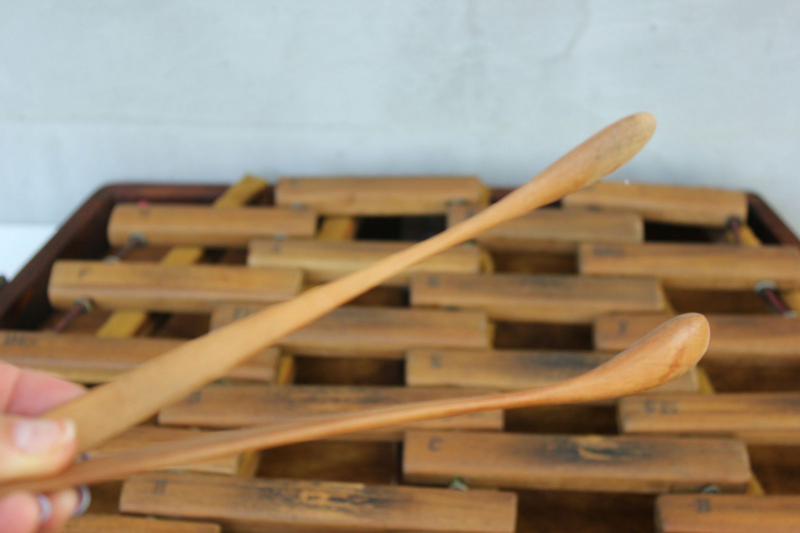 Very Rare Antique Wooden Xylophone In Case, Folding 38 Bars Percussion, Totally Restored Collectible Instrument