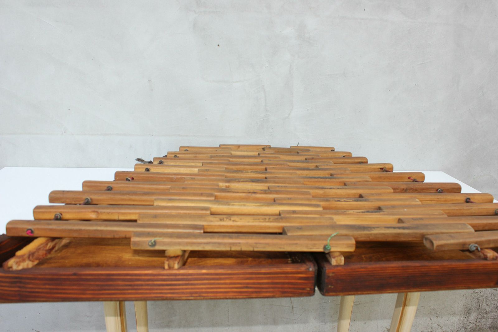 Very Rare Antique Wooden Xylophone In Case, Folding 38 Bars Percussion, Totally Restored Collectible Instrument photo for sale