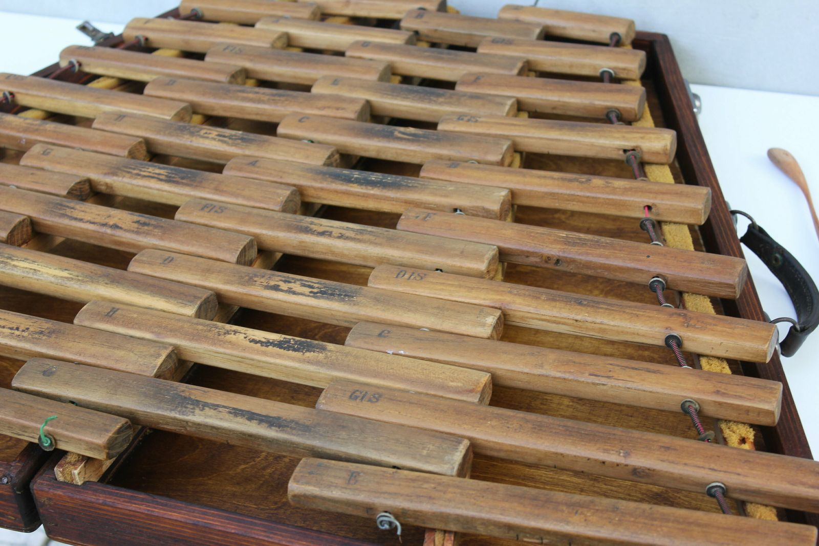 Very Rare Antique Wooden Xylophone In Case, Folding 38 Bars Percussion, Totally Restored Collectible Instrument photo buy