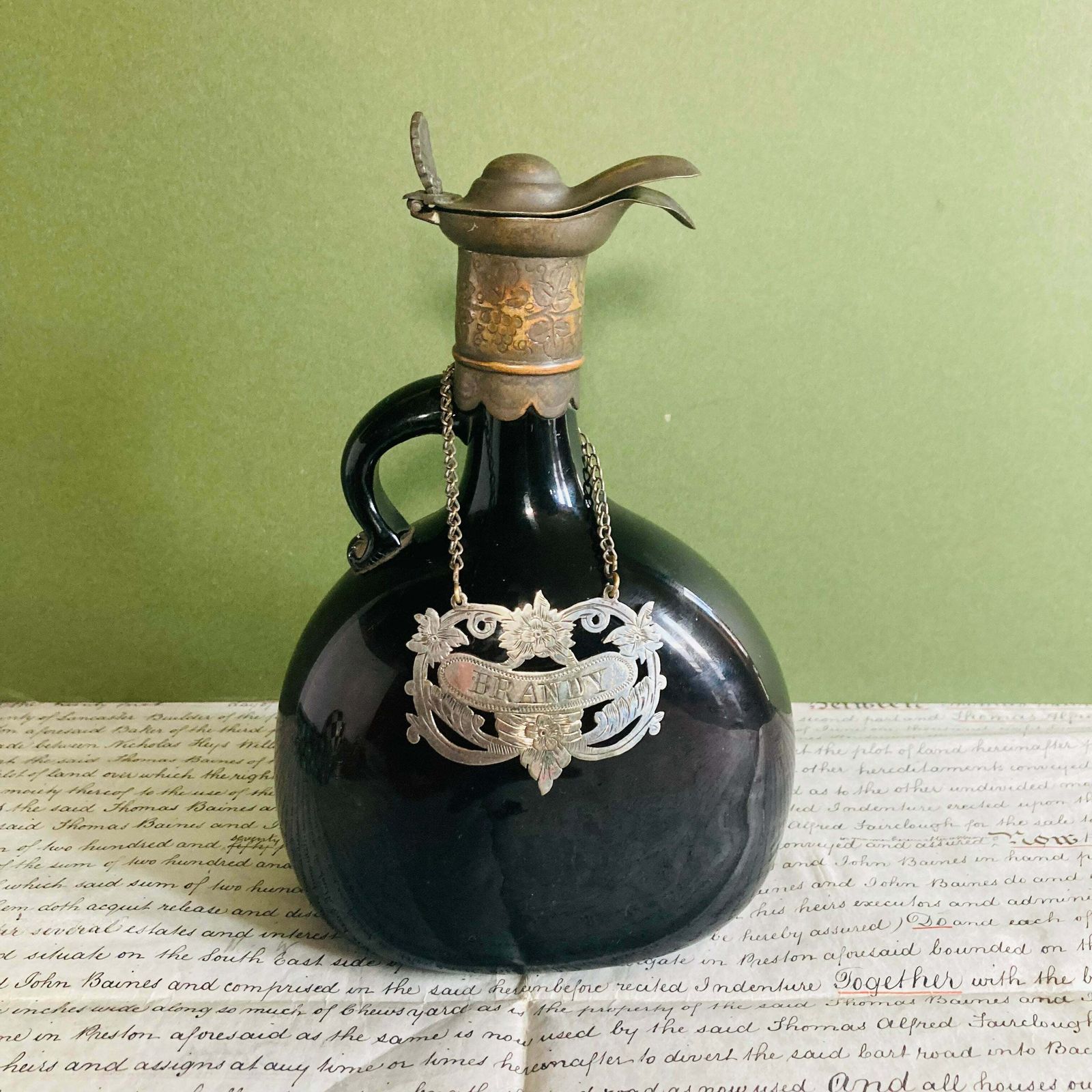 Home Decor Antique Glass Flagon Decanter Bottle photo
