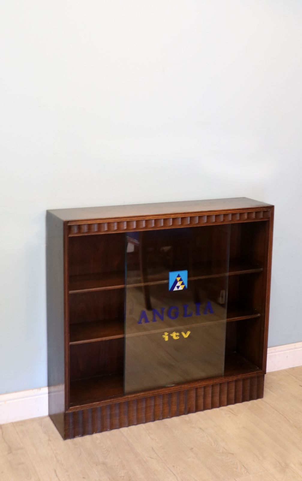 This Lovely Retro Display Cabinet Later Hand Sign Written For Anglia Television. photo vinterior