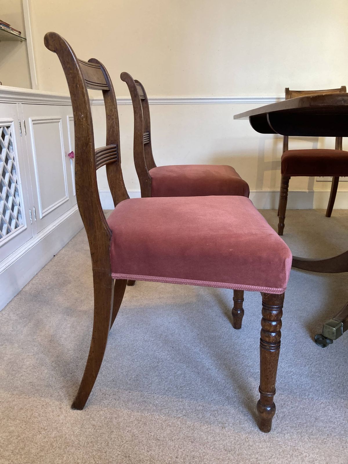 Stunning English Georgian Regency Mahogany Dining Table Set And 6 Chairs photo vinterior