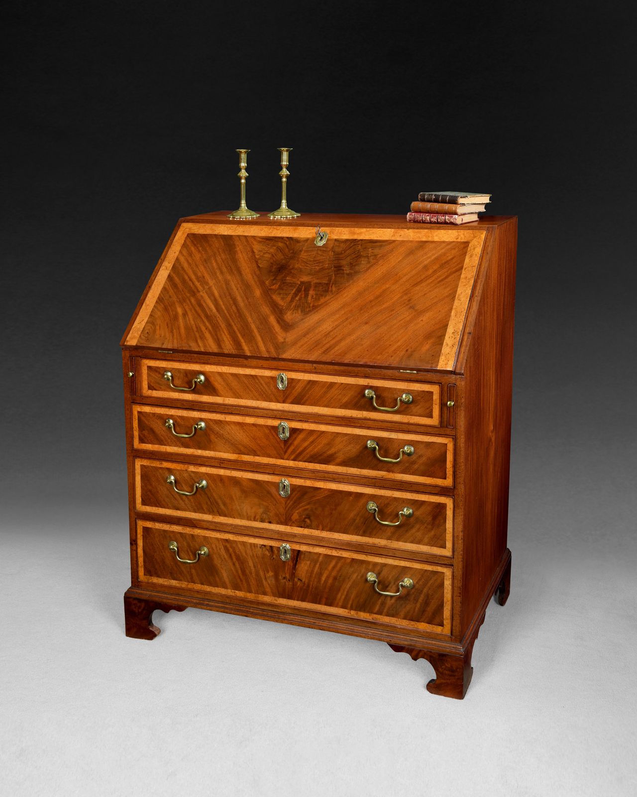 George III Mahogany And Burr Yewwood Bureau