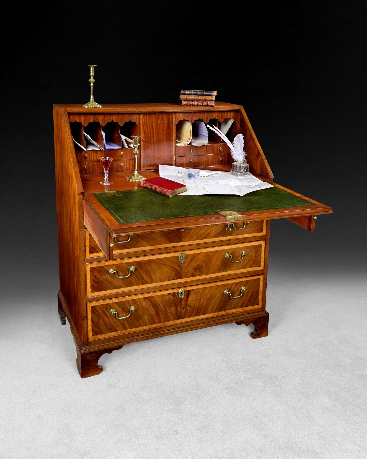 George III Mahogany And Burr Yewwood Bureau photo for sale