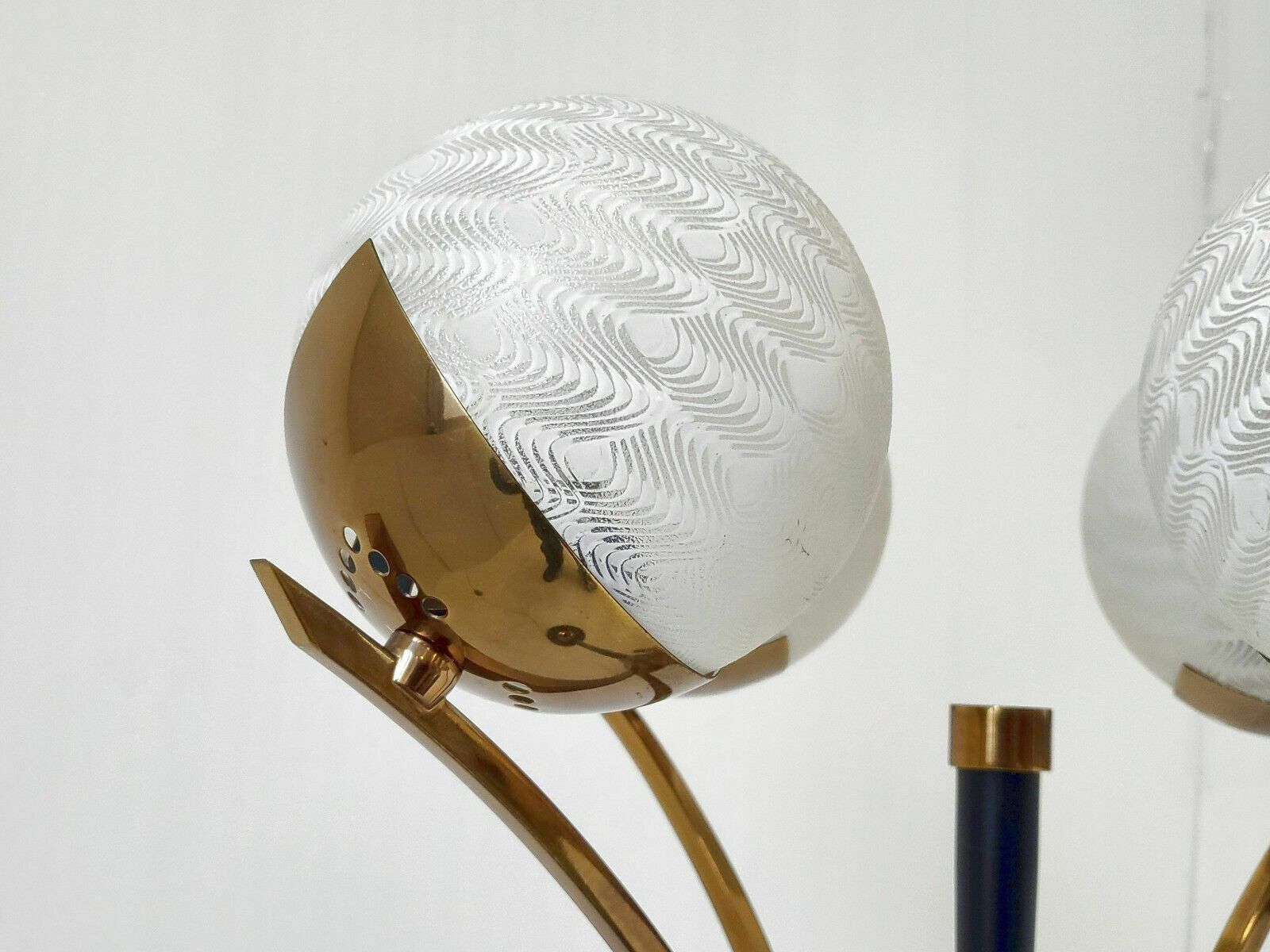 Vintage Floor Lamp 1950 House Arlus Brass Steel Glass 50s Retro Rockabilly photo vinterior