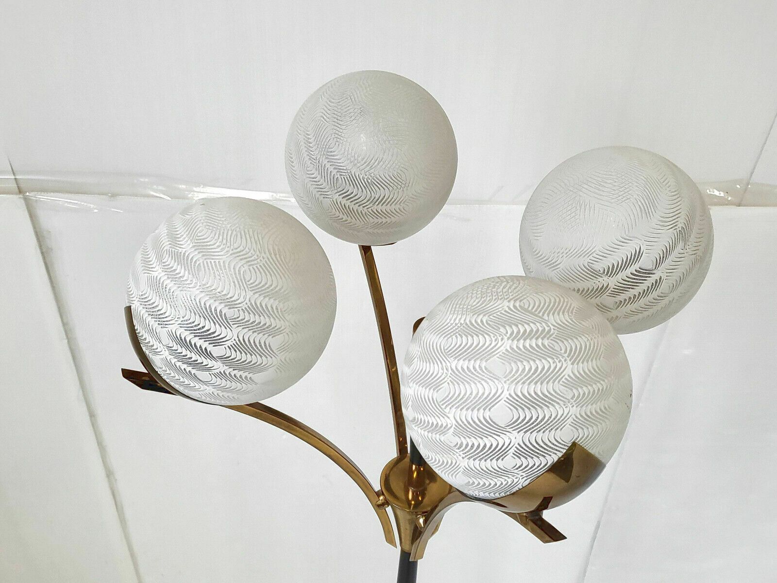 Vintage Floor Lamp 1950 House Arlus Brass Steel Glass 50s Retro Rockabilly photo buy
