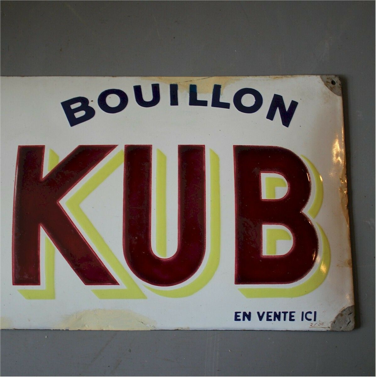 Bouilon Kub French Enamelled Advertising Sign photo furniture