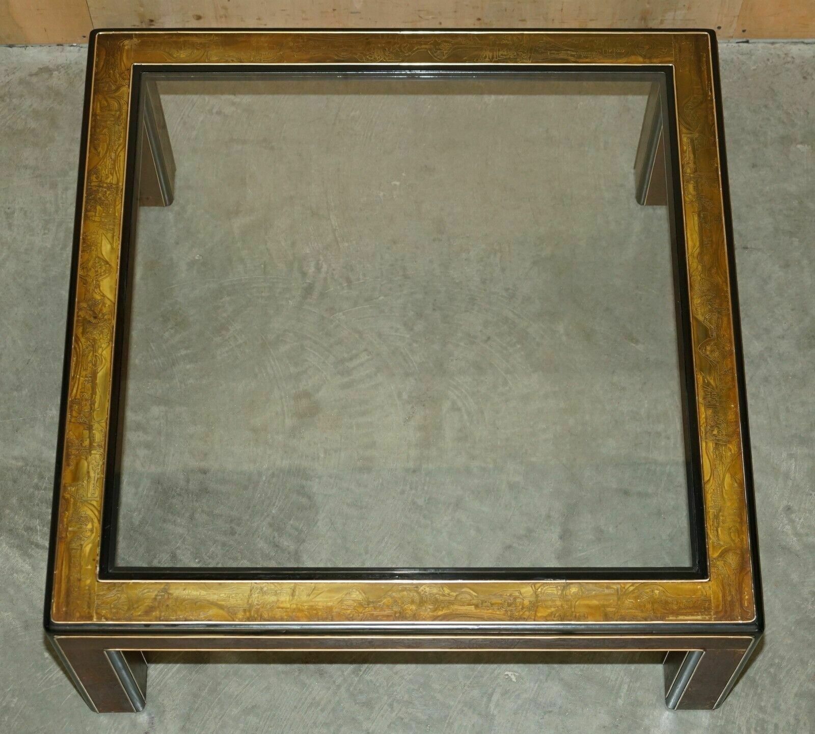 photo buy Mid Century Modern Bernhard Rohne Mastercraft Acid Etched Coffee Cocktail Table