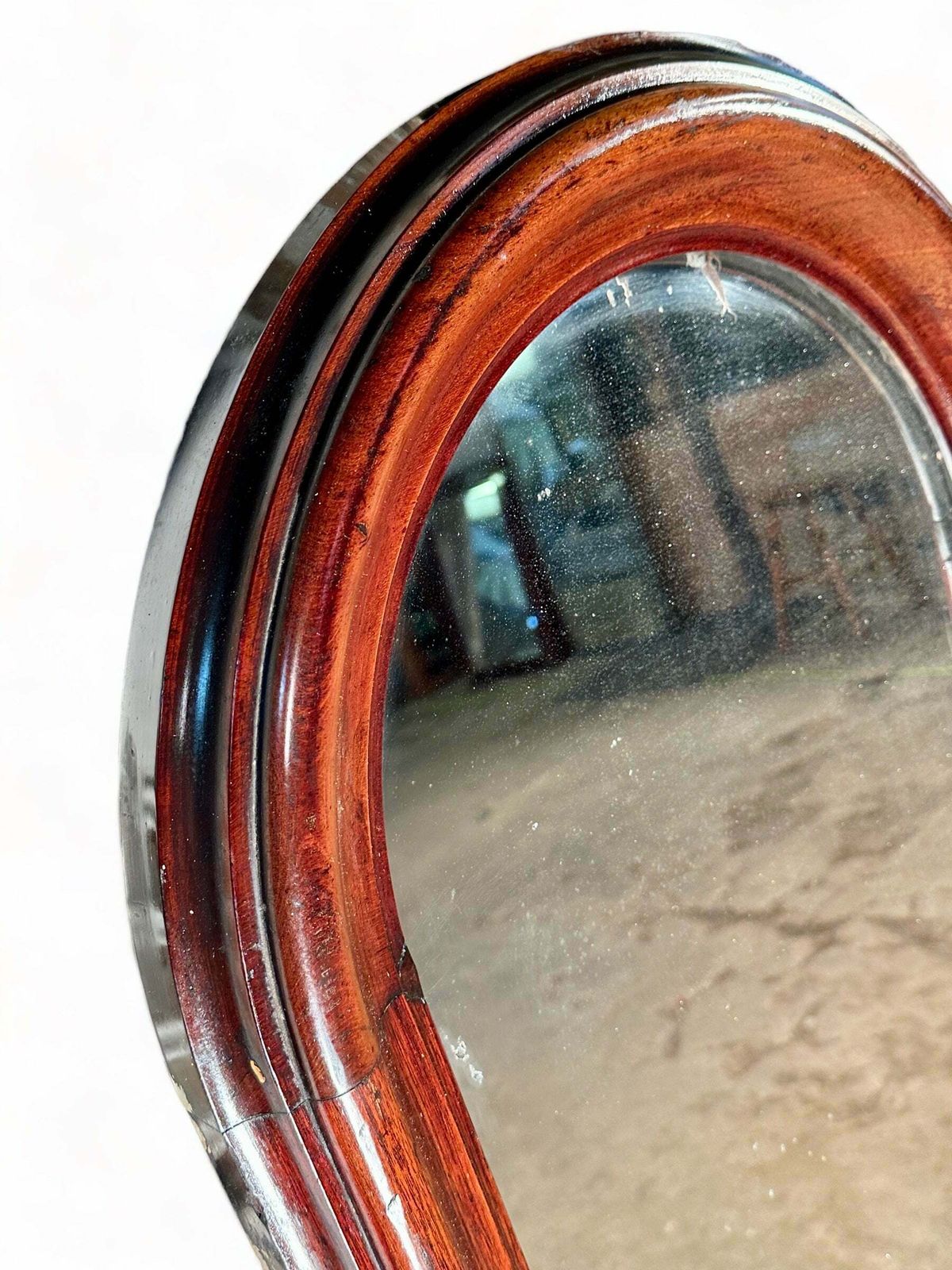 Antique Tailors Mirror Original Thick Mercury Mirror Plate & Beautiful Arched Mahogany Frame Surround Circa 1910 photo furniture