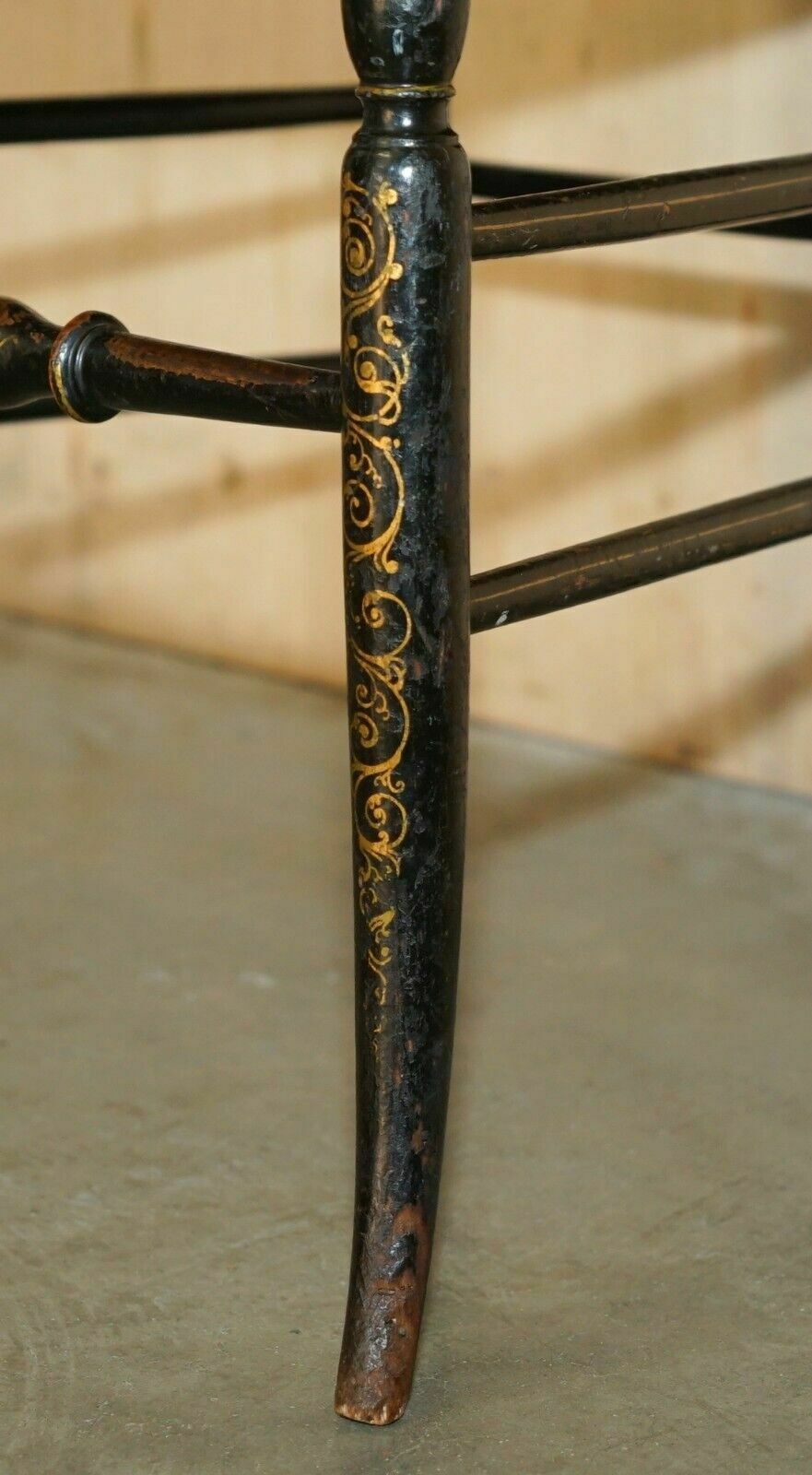 photo buy Antique Regency 1815 Ebonised Mother Of Pearl Silk Chesterfield Seat Side Chair