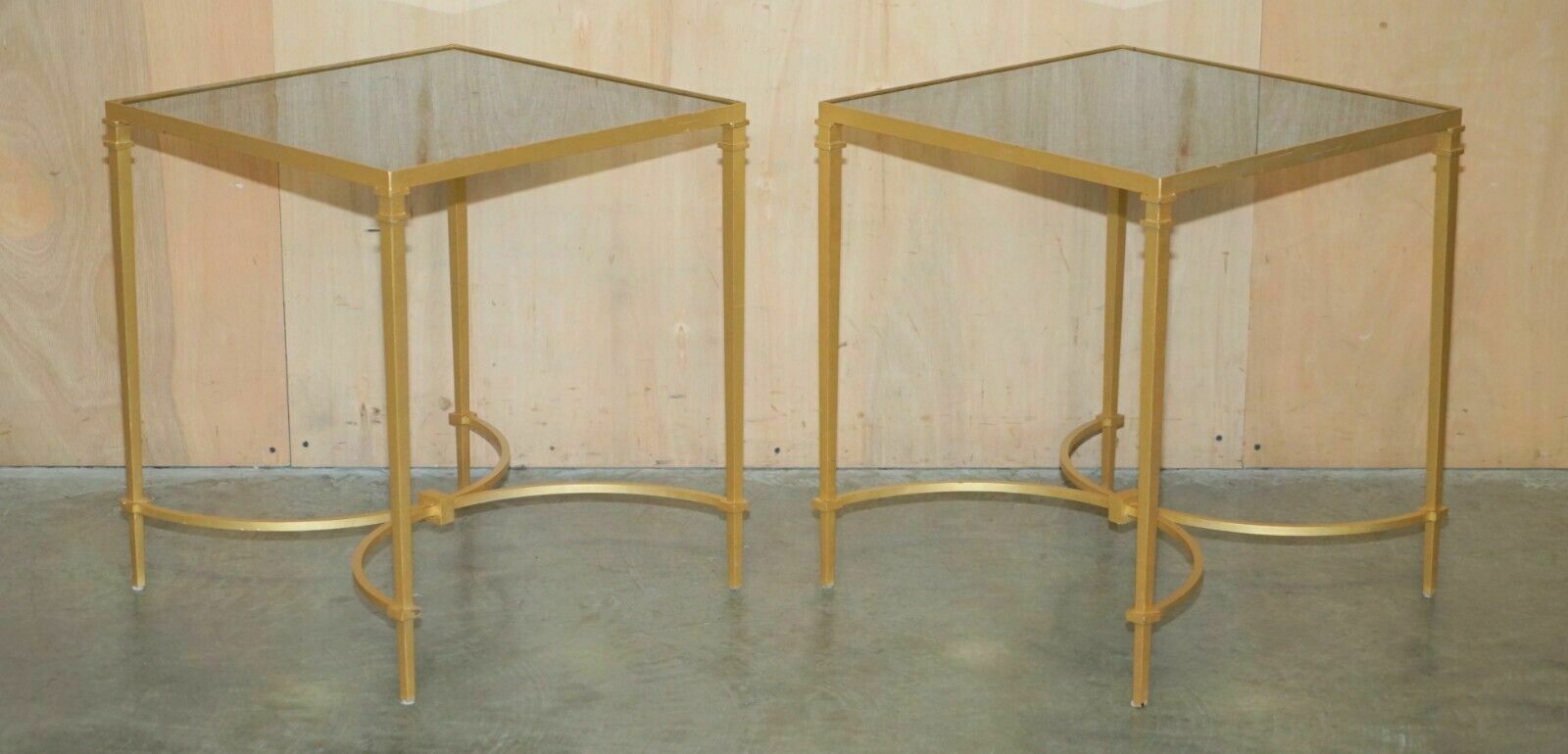 Pair Of Vintage Brass And Italian Marble Side Tables With Ornately Casts Bases photo furniture