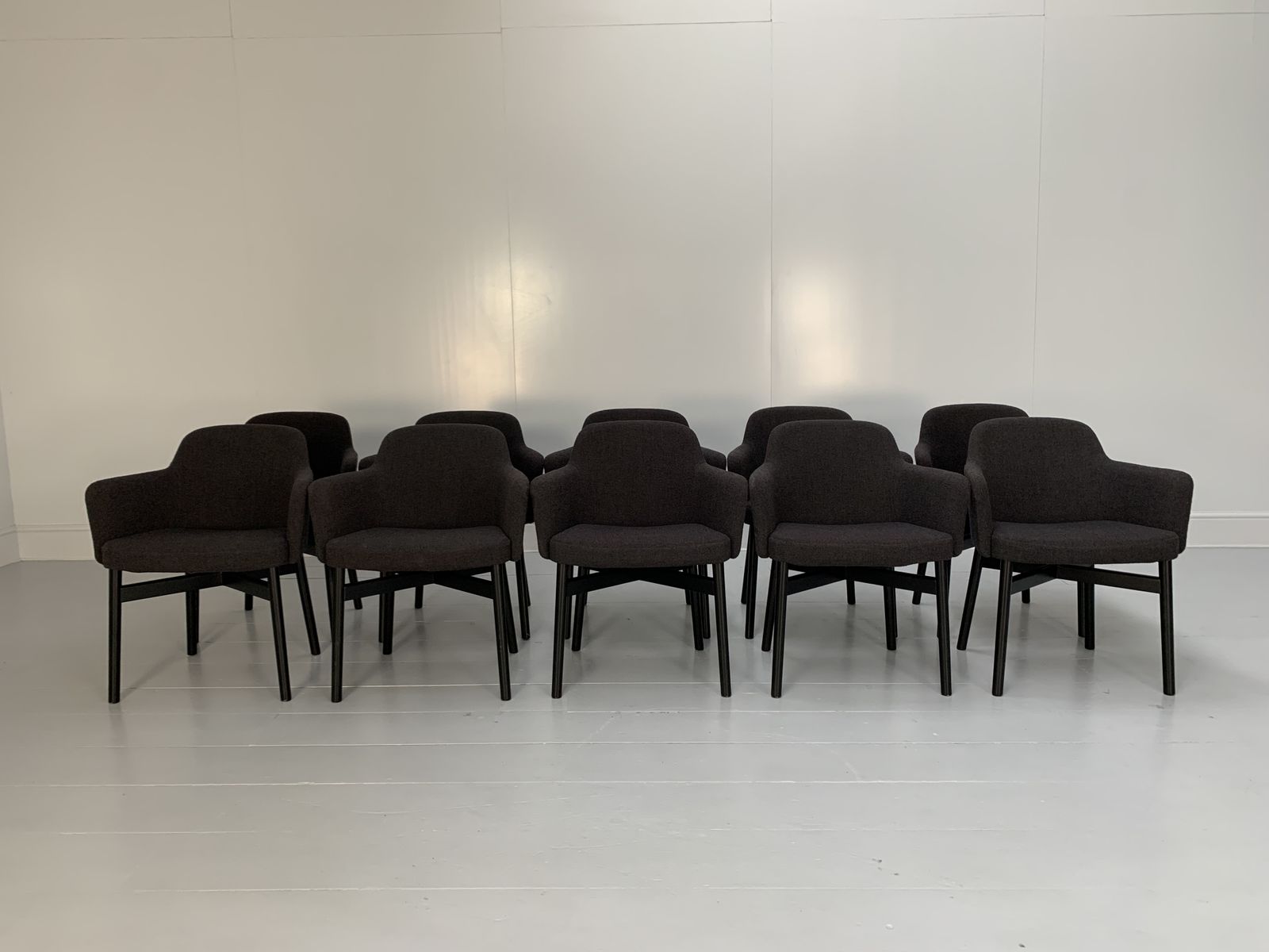 Suite Of 12 Knoll Studio “Krusin 016” Armchairs – In Dark Boucle Wool photo furniture