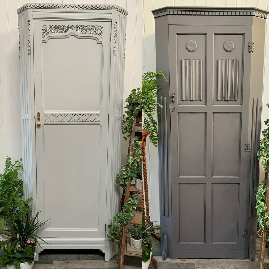 Custom/Bespoke Hand Painted Upcycled Furniture Unique Antique/Vintage Double Wardrobe/Hallrobe Cloak Cupboard photo Furniture