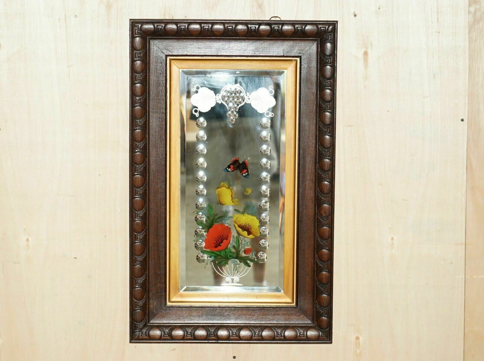 photo vinterior Unique Pair Of Antique Italian Venetian Carved Reverse Painted Bird Mirrors