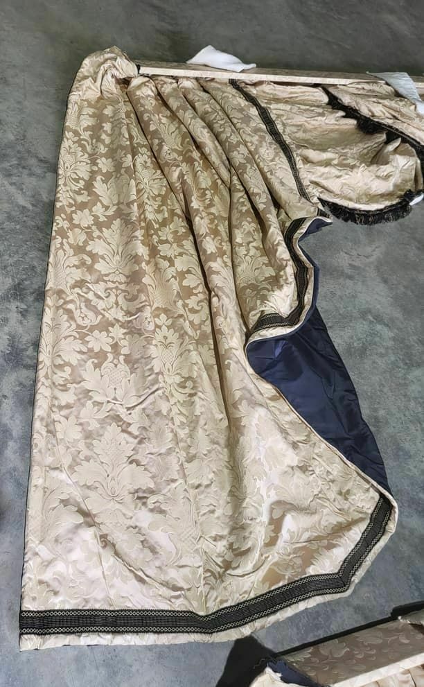 Curtains Large Pelmet Swags Gold Cream Fabric 283cm W X187 Drop 9'3" Wide Lined photo Textiles