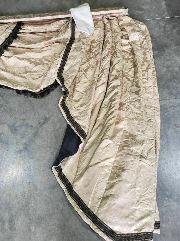 Curtains Large Pelmet Swags Gold Cream Fabric 283cm W X187 Drop 9'3" Wide Lined photo vinterior