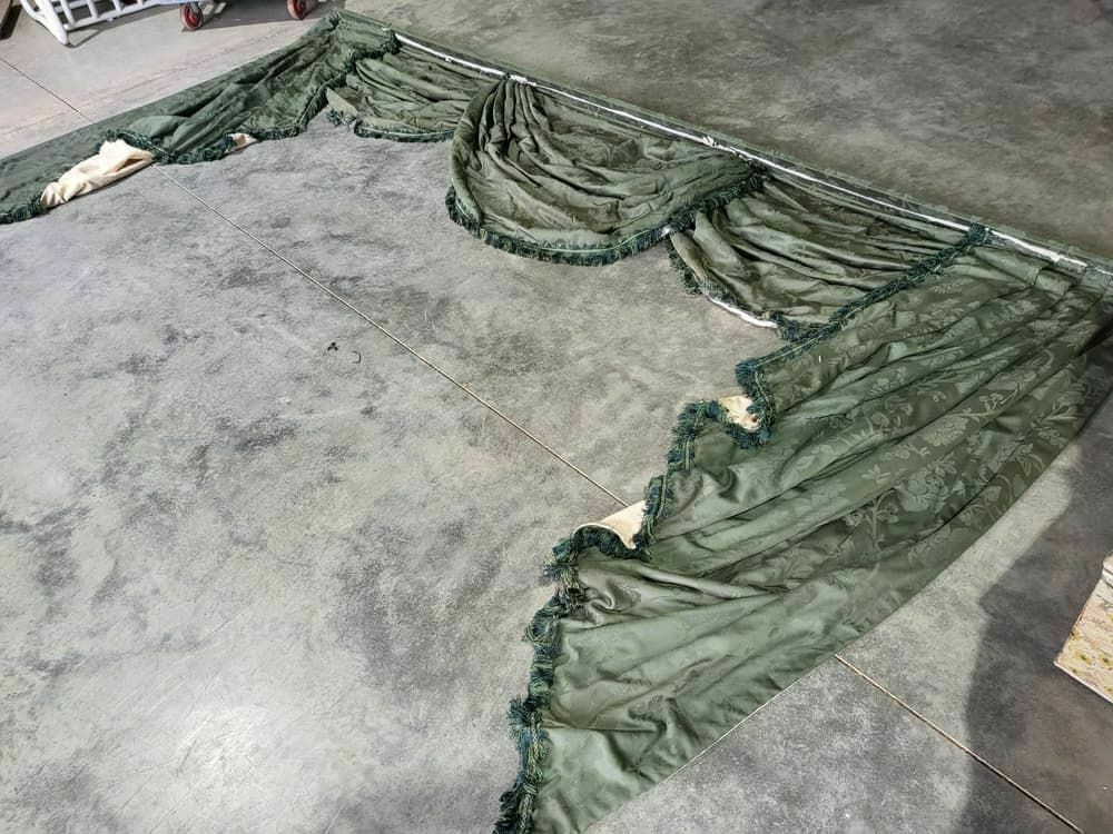 Curtains Large Pelmet Swags 379cm W X 220 Drop 12"5" Wide Lined Green Fabric
