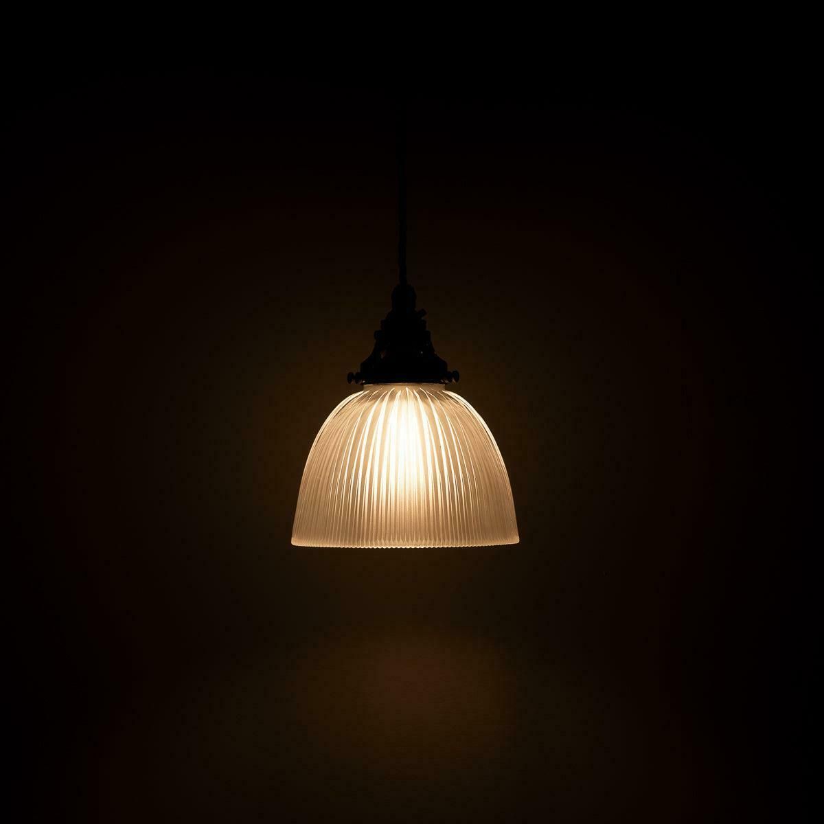 Lighting Small Antique Holophane Frosted Glass Light Shades With Original Brass Fittings photo