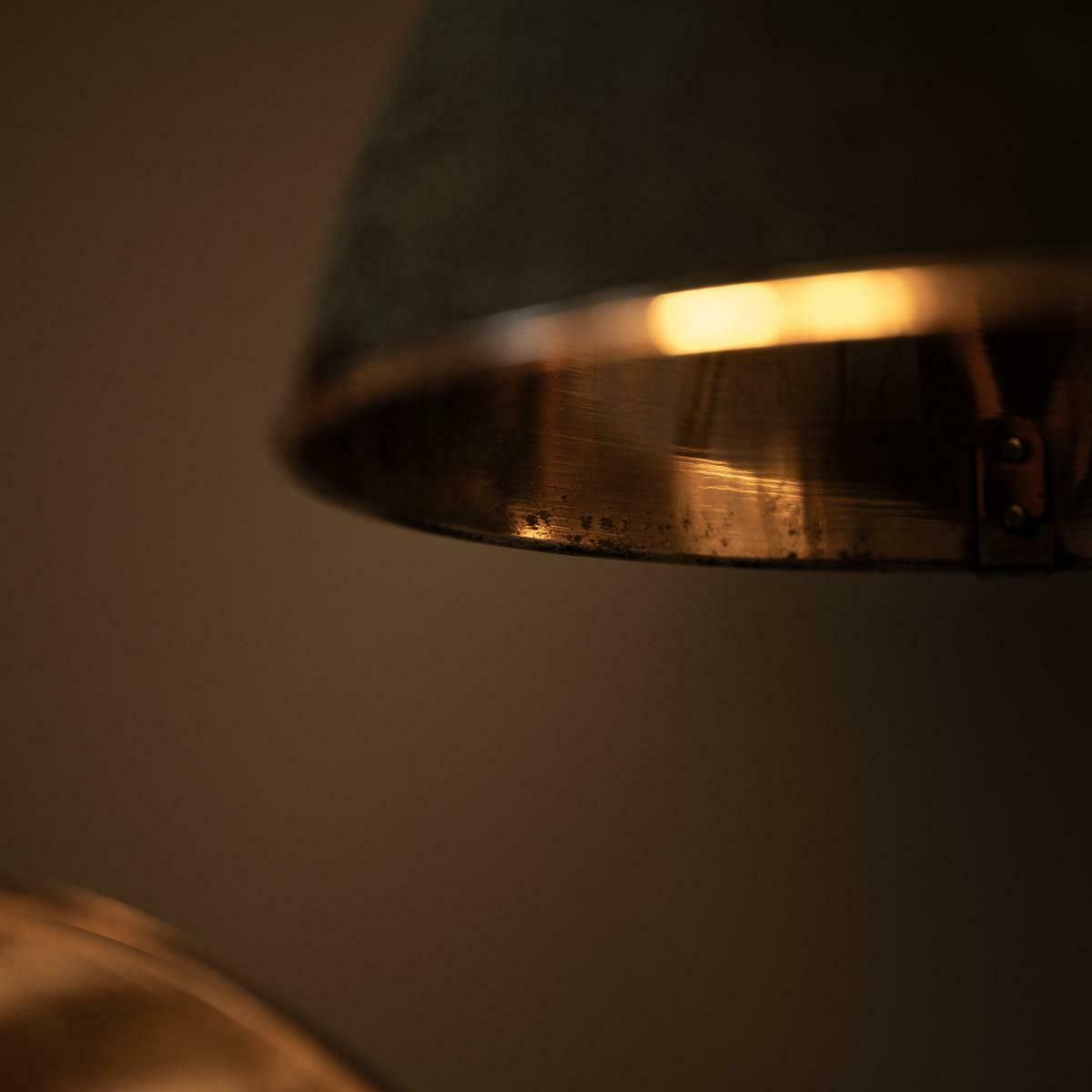175.0 Reclaimed Industrial Holophane Verdigris Coppered Spun Aluminium Pendant Lights photo