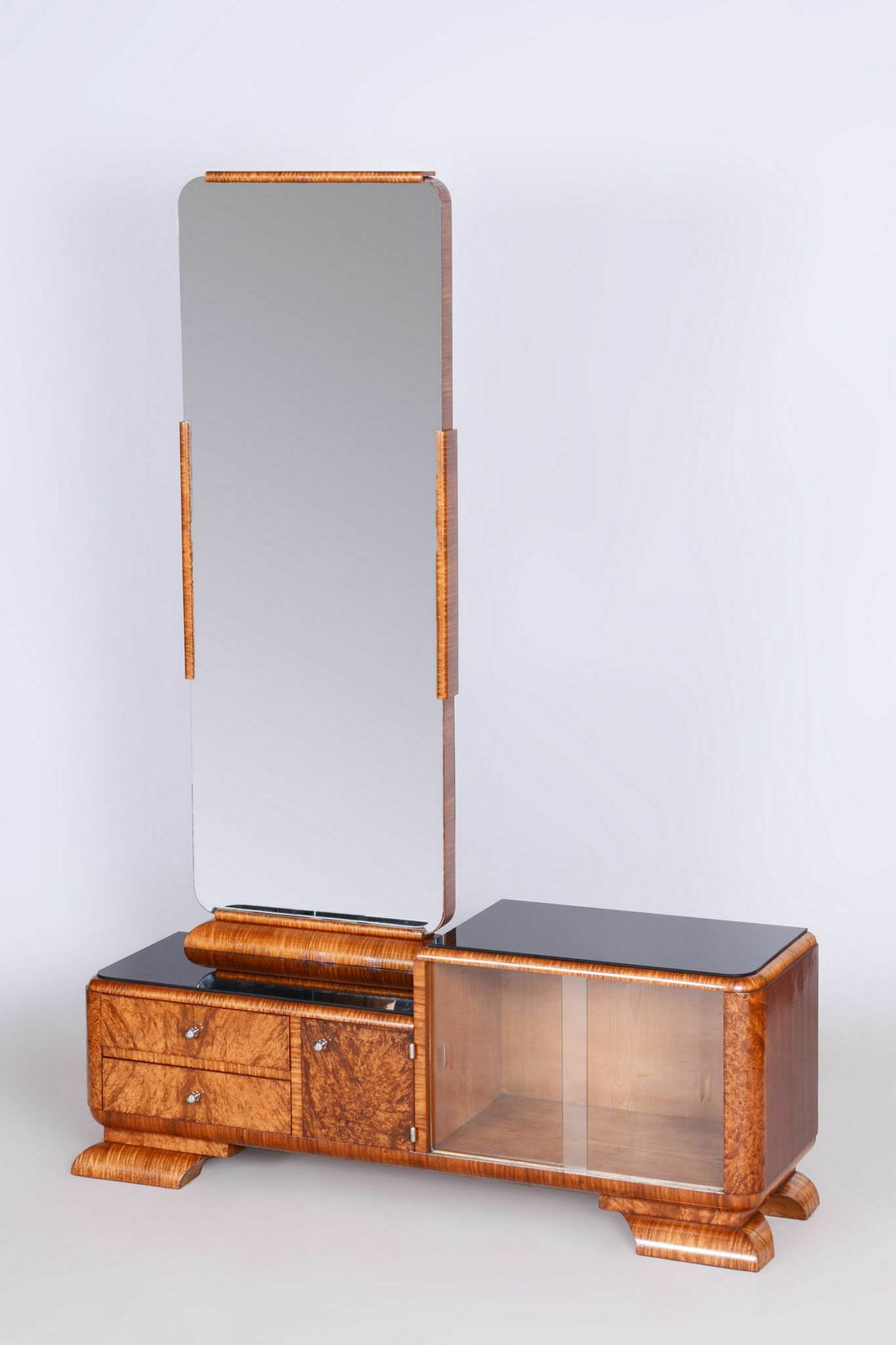 Restored Artdeco Dressing Mirror, Palisandr, Walnut Root Veneer, Revived Original Polish, France, 1920s photo vinterior