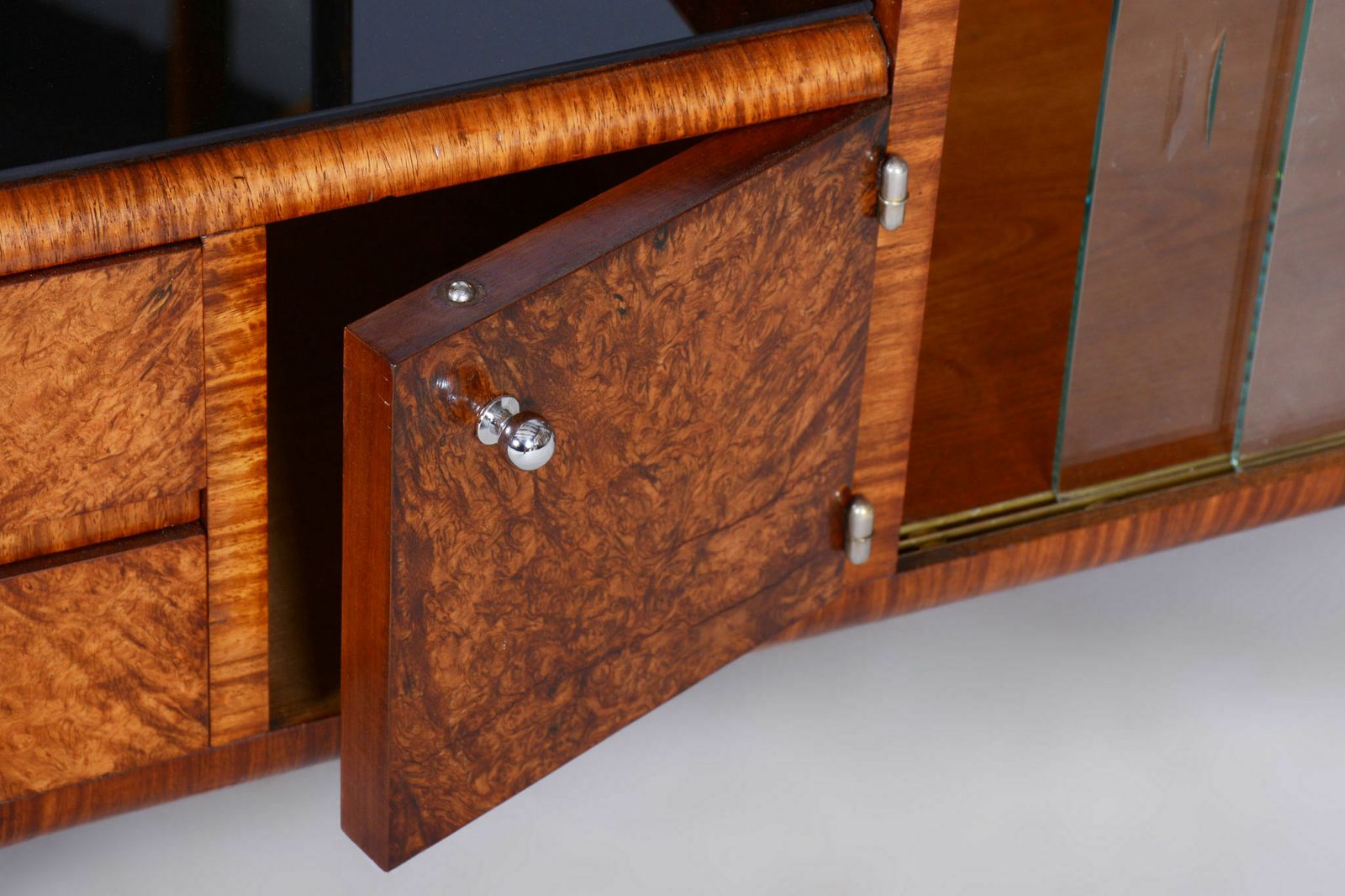 Restored Artdeco Dressing Mirror, Palisandr, Walnut Root Veneer, Revived Original Polish, France, 1920s photo vintage
