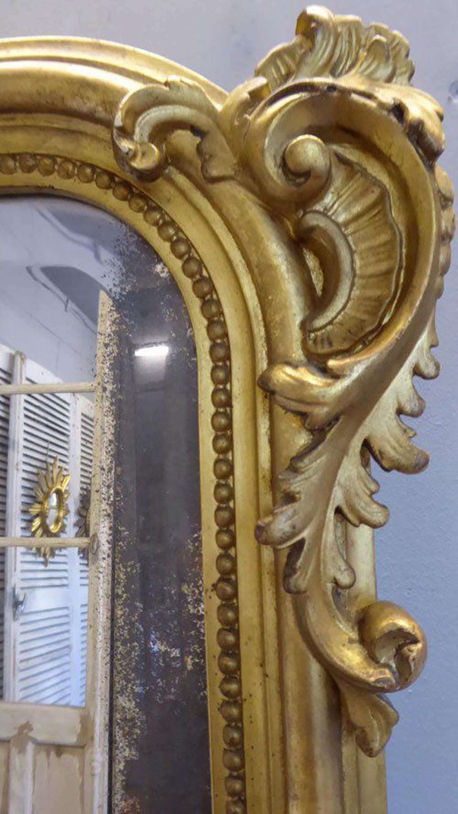 Antique French Mirror   Large Gilt On Red Camel Crested Louis XV Style photo for sale
