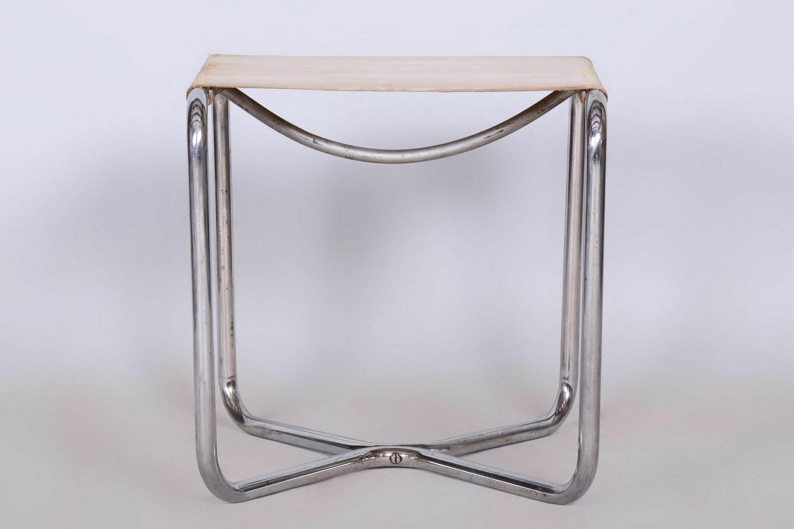 Restored Bauhaus Stool, Mücke Melder, Chrome Plated Steel, Czechia, 1930s photo for sale
