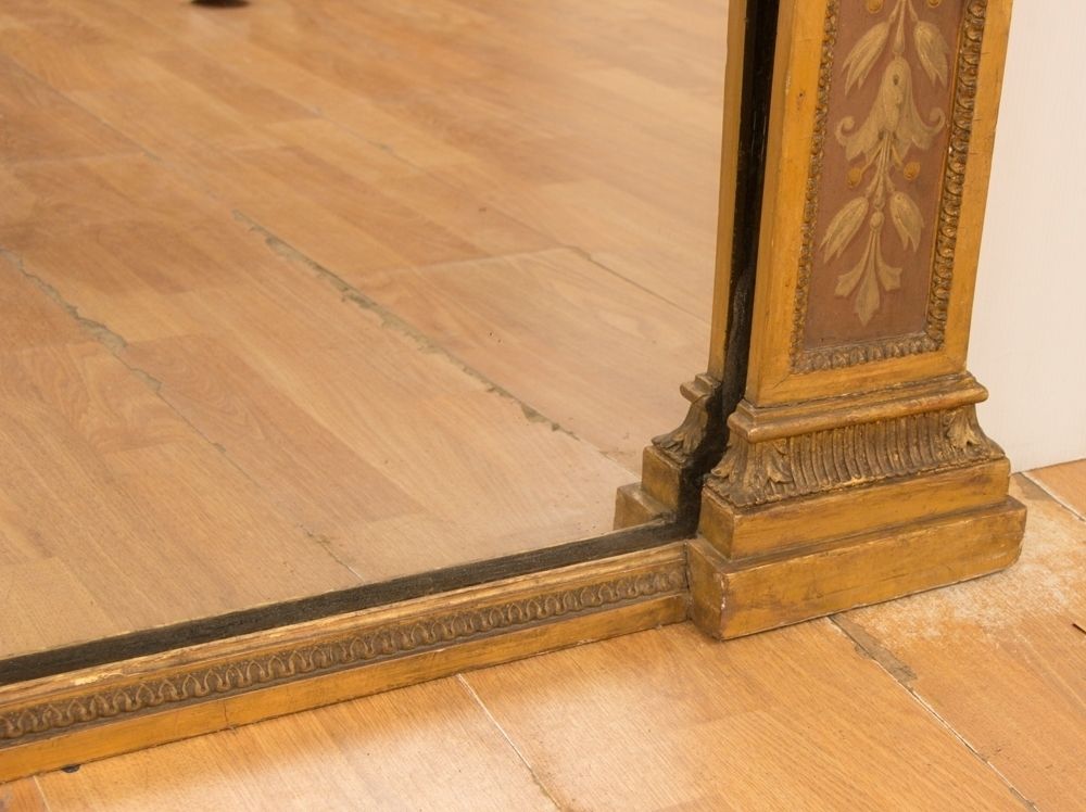 A Superb 1800's Large Antique Gilded And Painted Overmantle Mirror photo vintage