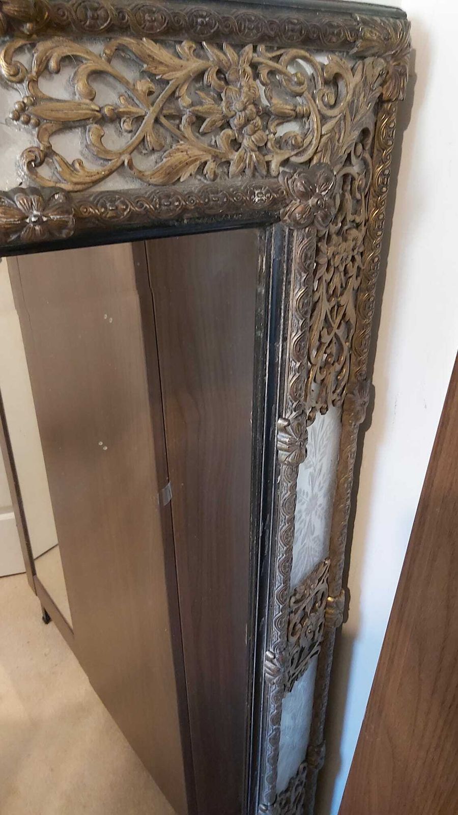 Antique Wood And Bronze Frame Very Heavy In Good Condition Needs Cleaning photo furniture