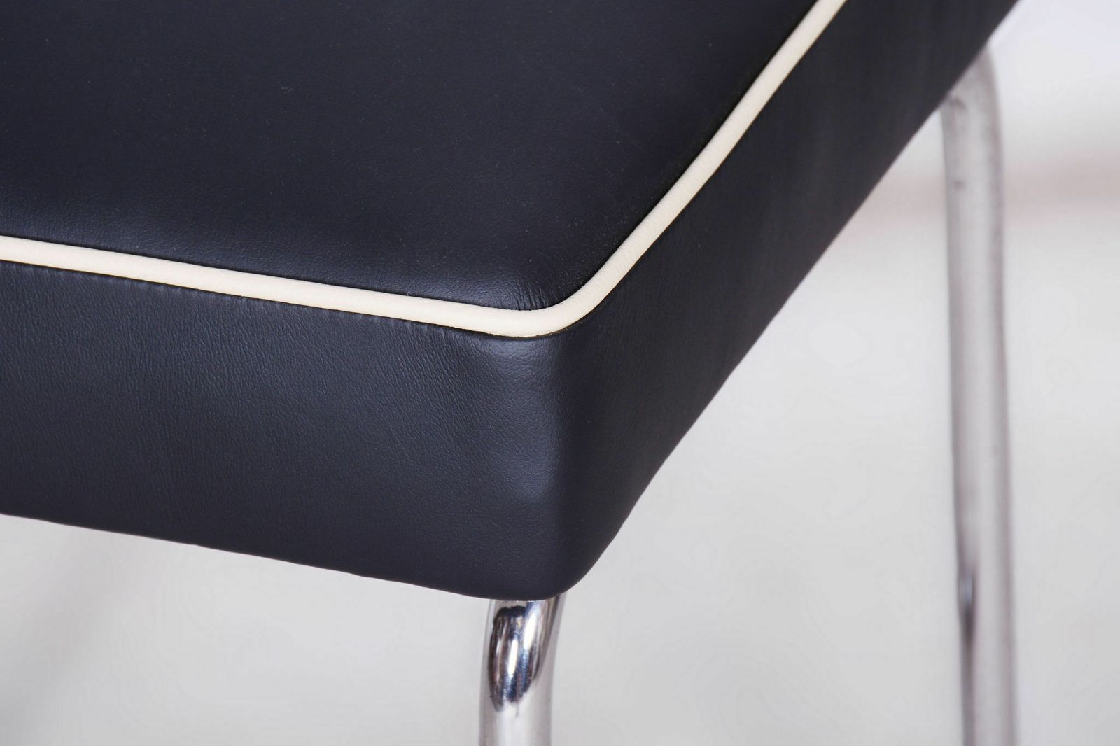 Restored Bauhaus Stool, M. Breuer, Mücke Melder, Chrome, High Quality Leather, Czechia, 1930s photo buy