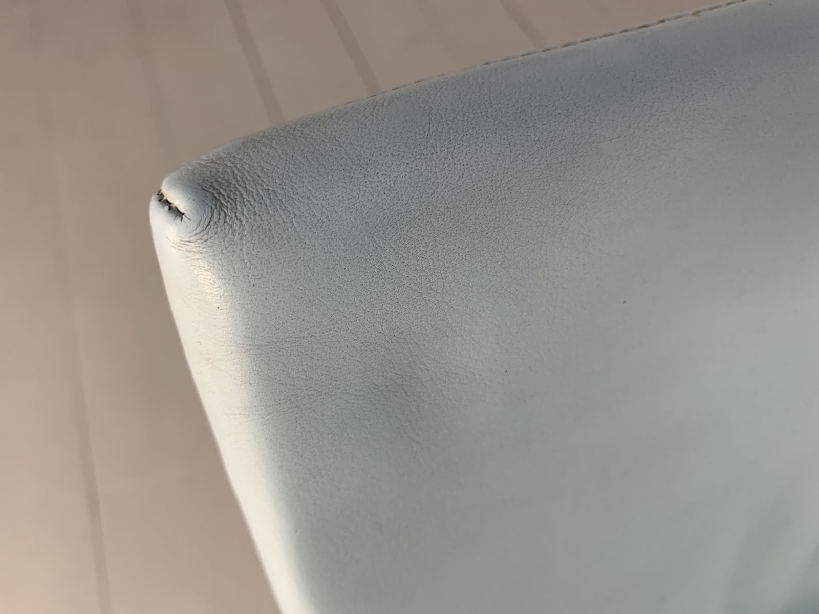 photo buy Suite Of 8 Walter Knoll “Jason 391” Dining Chairs – In Sky Blue Leather