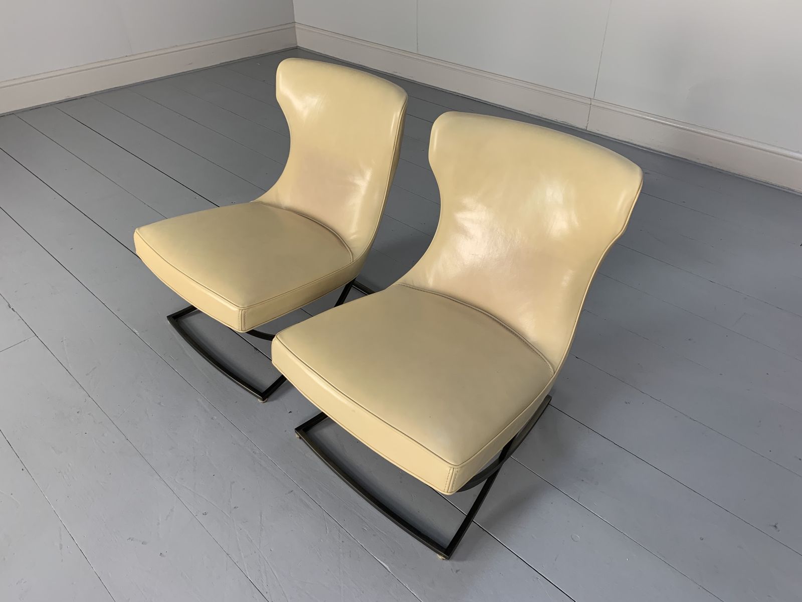 Pair Of Baxter “Paloma” Chairs – In Cream Leather photo for sale