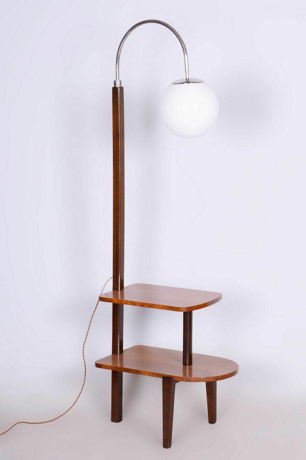 Restored Artdeco Floor Lamp, J. Halabala, Up Zavody, Beech, Walnut, Czechia, 1930s