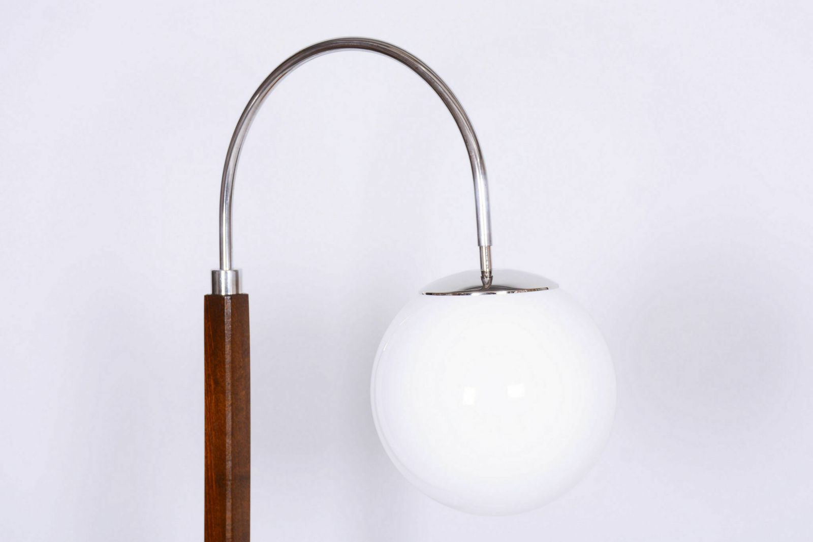 Lighting Restored Artdeco Floor Lamp, J. Halabala, Up Zavody, Beech, Walnut, Czechia, 1930s photo