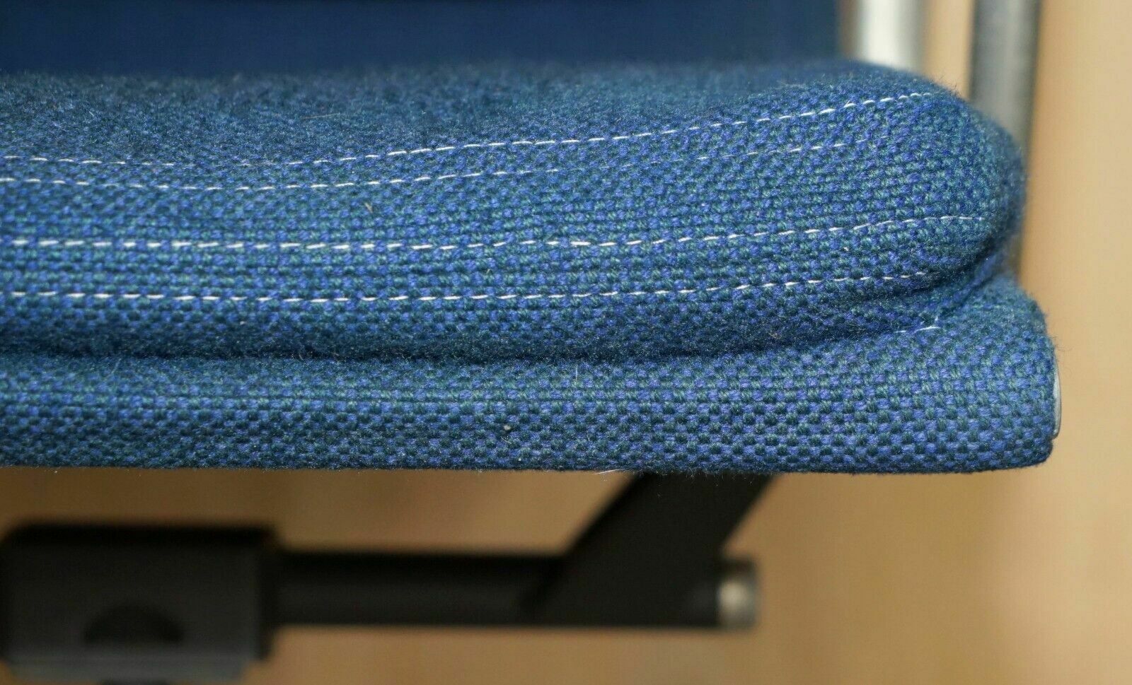 1950.0 Rare Original Herman Miller Blue Linen Eames Ea217 Softpad Office Swivel Chair photo