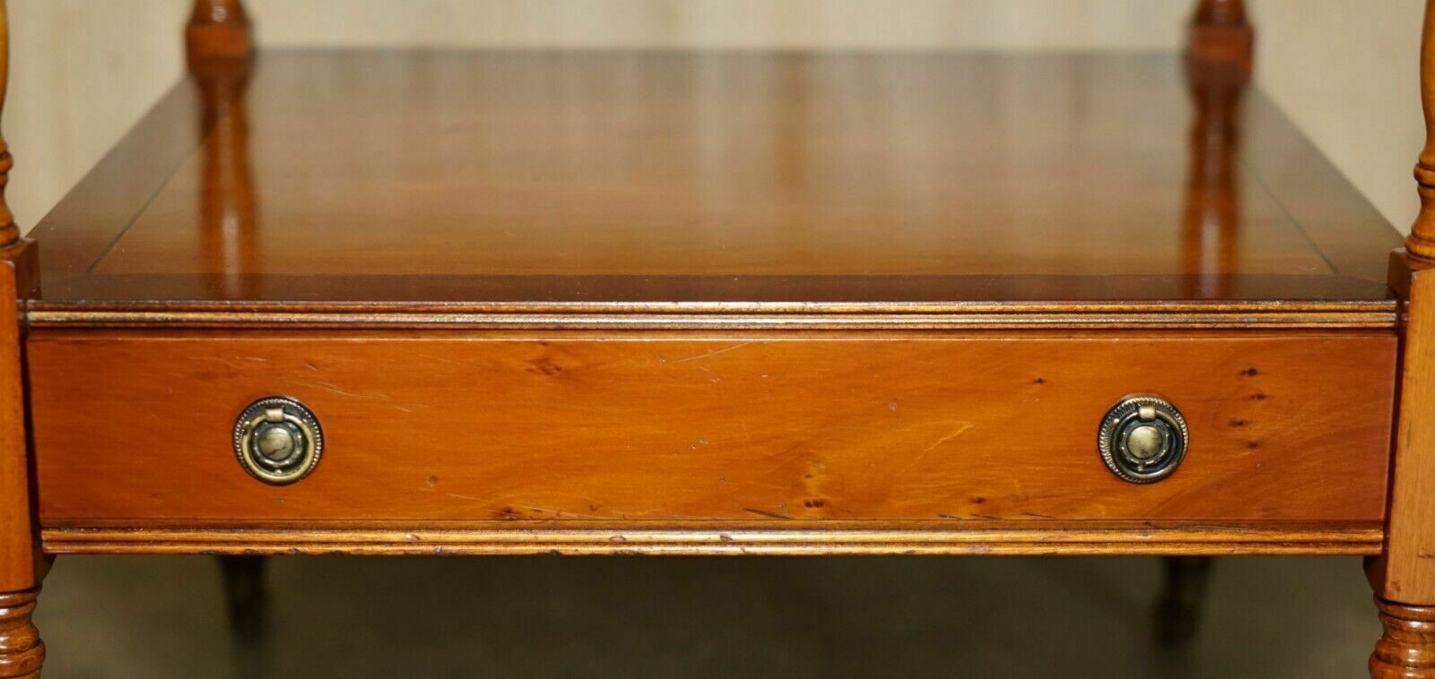 695.0 Bradley Furniture Stamped Flamed Mahogany Side Table With Butlers Serving Tray photo