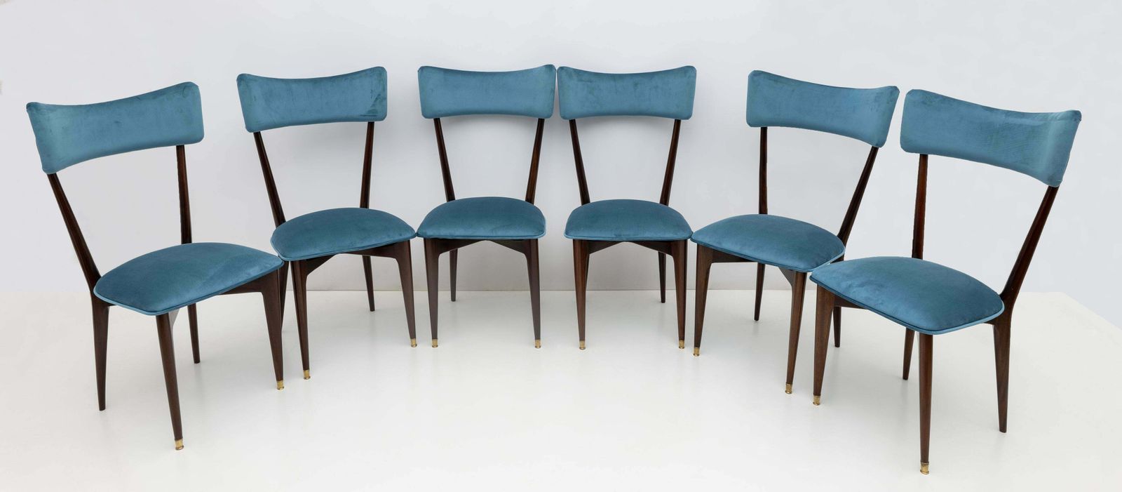 Ico & Luisa Parisi Rare Set Of Six Mid Century Modern Velvet Dining Chairs, 50s photo furniture