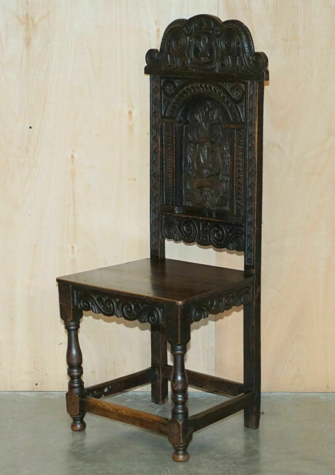 Antique Pair Of 17th Century Jacobean English Oak Chairs From The Film Hellboy photo furniture