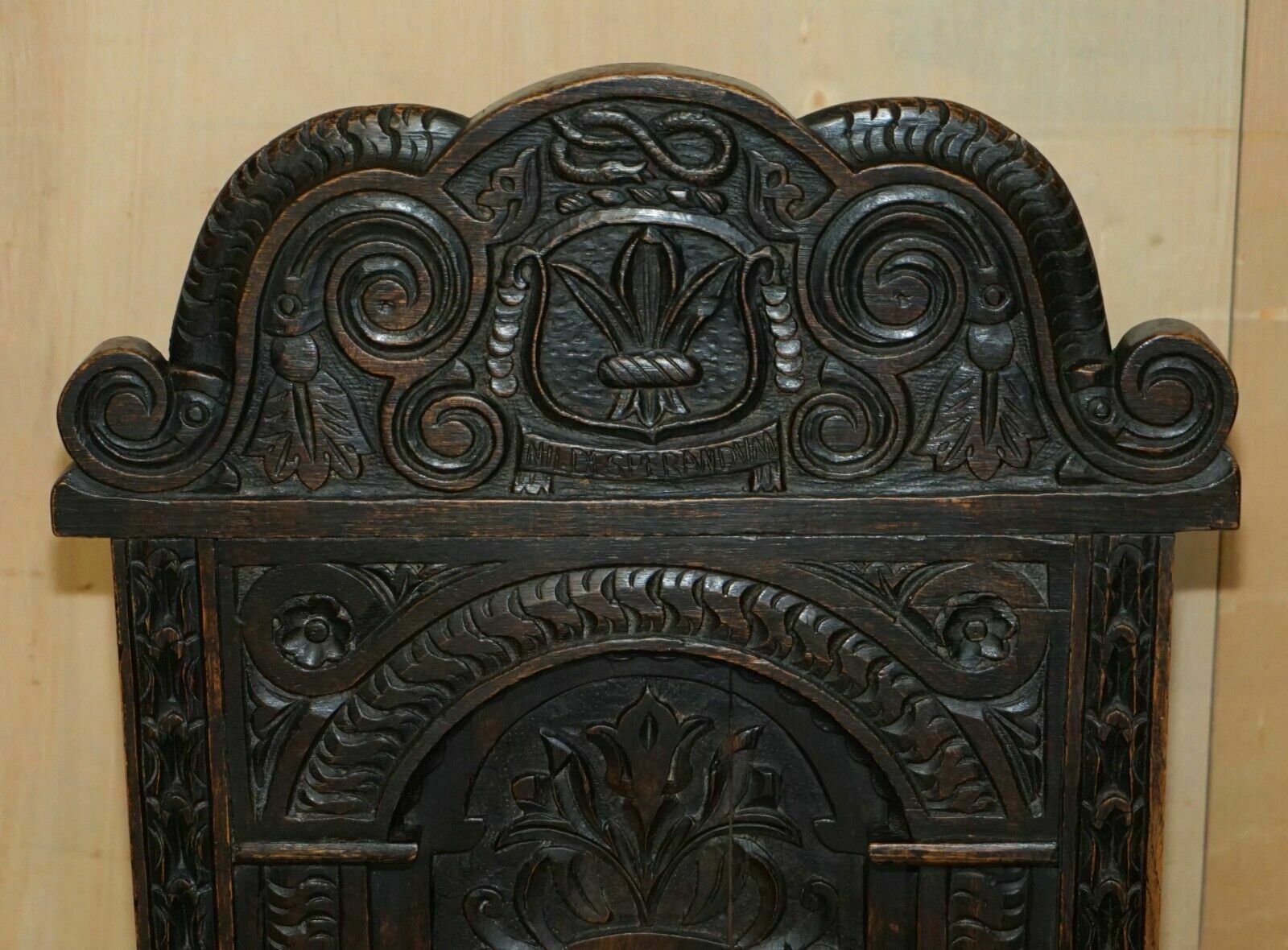 Antique Pair Of 17th Century Jacobean English Oak Chairs From The Film Hellboy photo 3750.0