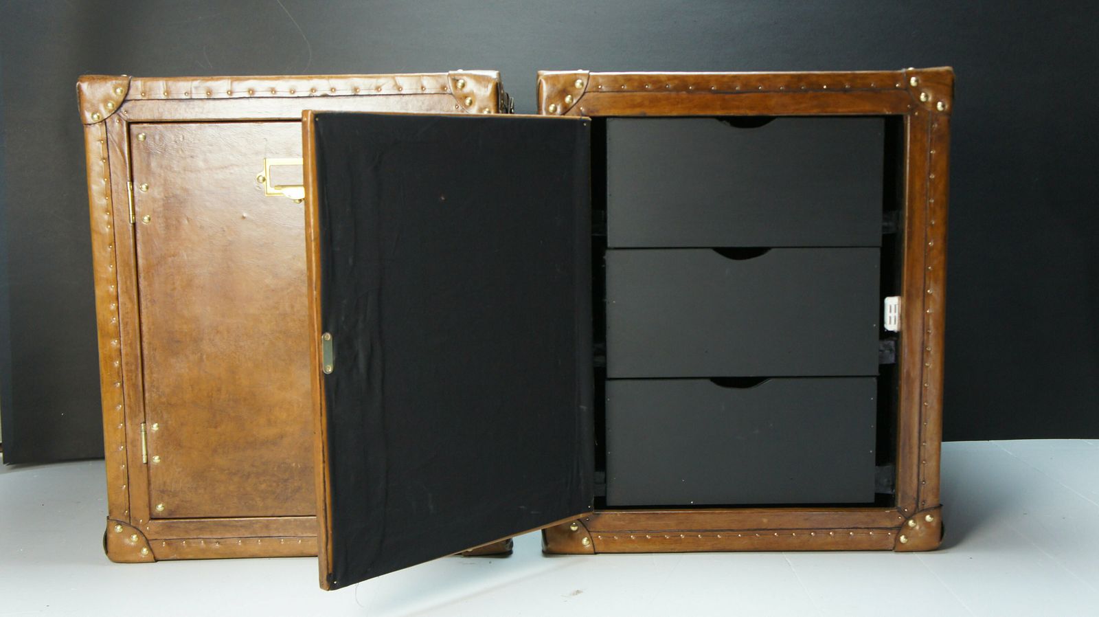 Leather Occasional Side Table Nightstand Trunks With Draws photo furniture