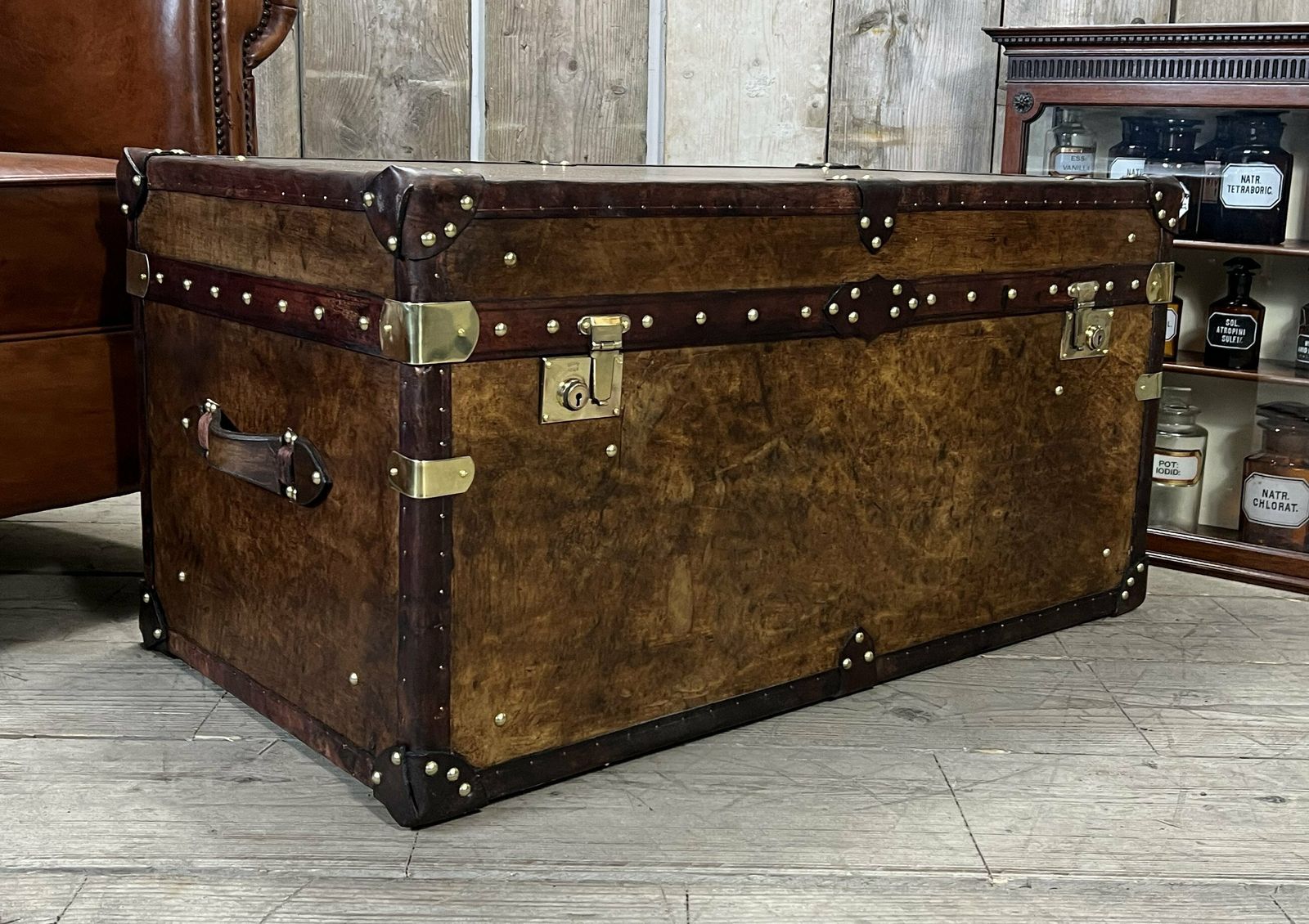 Hand Dyed Coffee Table Trunk Coffee Table Home Decor Furniture Leather Trunk Room Decor Living Decor