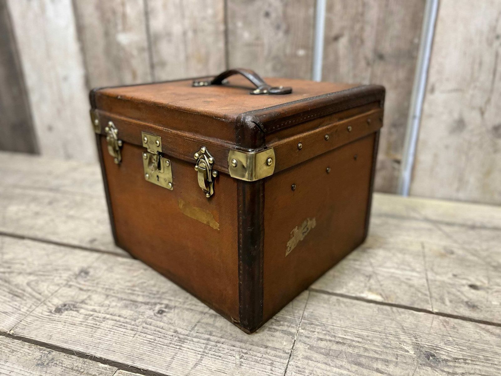 Antique Luxury French Hatbox Trunk Circa 1920s Travel Chest Antique Luggage photo furniture