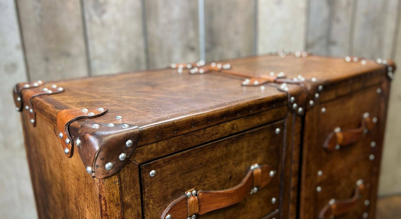 Tall Boy Handmade Hand Dyed Bridle Leather Occasional Nightstands Bedroom Decor End Tables photo for sale
