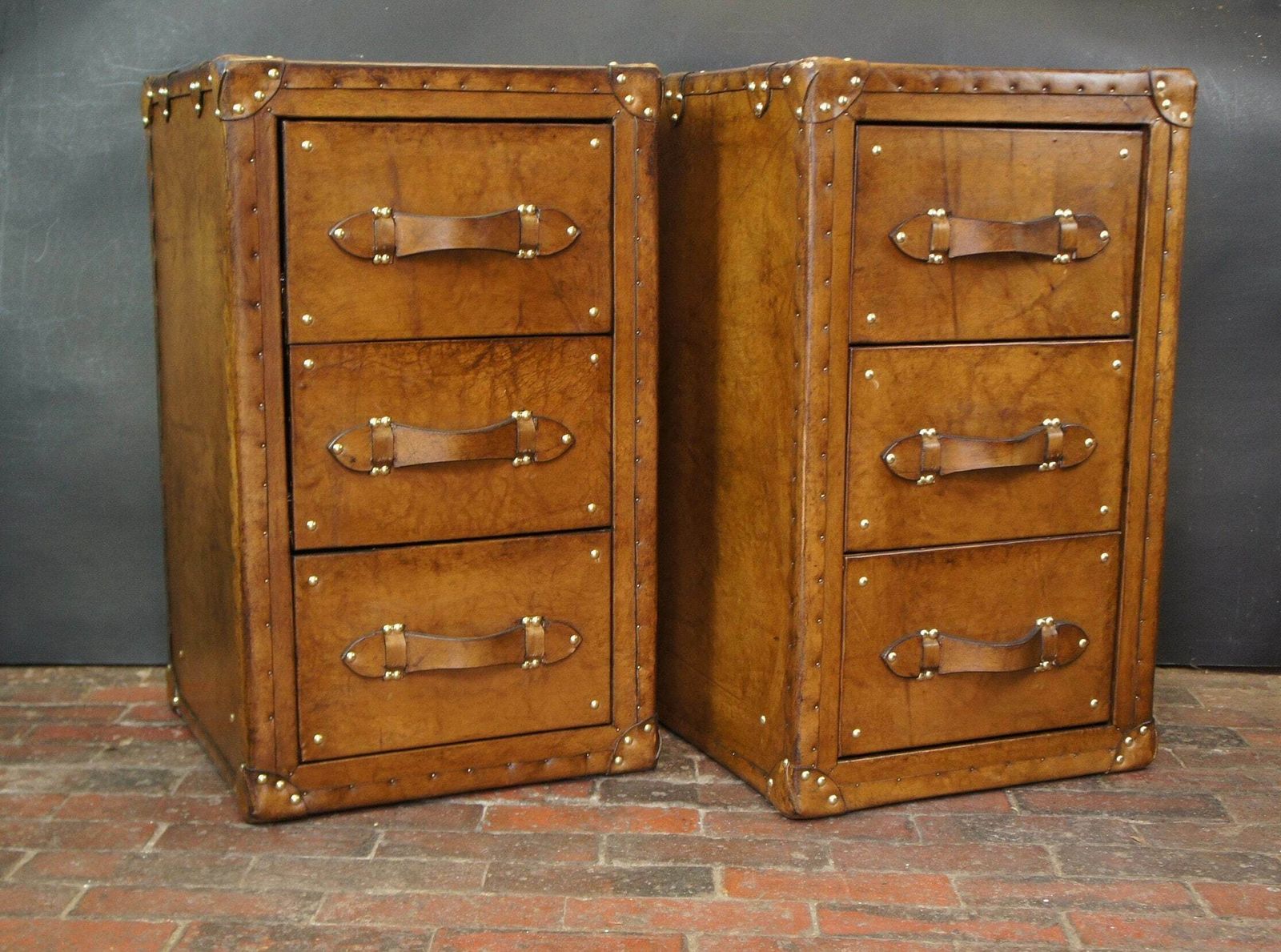 London Leather Nightstands, Luxury Handmade Console Tables, Bedroom Side Tables, Luxury Leather Craft photo for sale