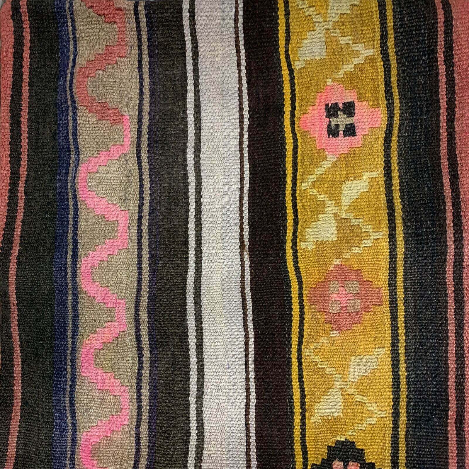 Vintage Kilim Cushion Cover 60x60 Cm Square Wool Kelim Pillow Moroccan Decor photo 66.0