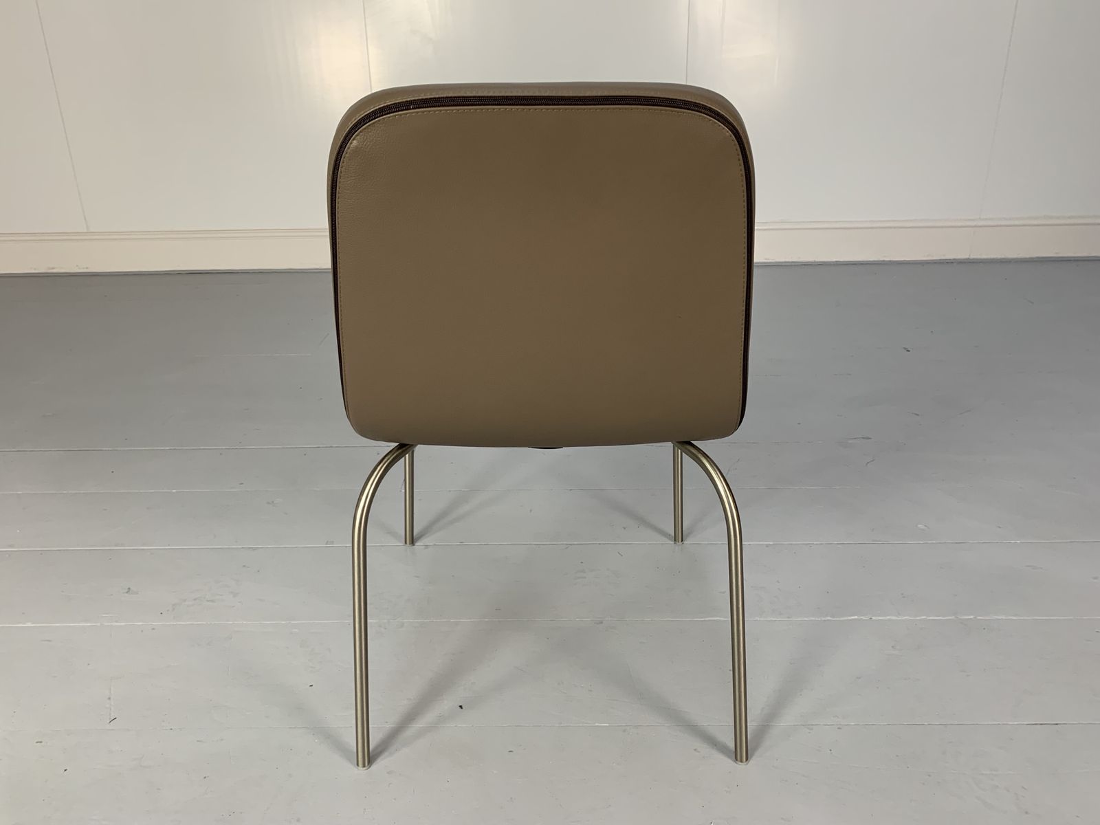 10 Minotti “Arp 1” Dining Chairs – In Taupe Leather photo buy