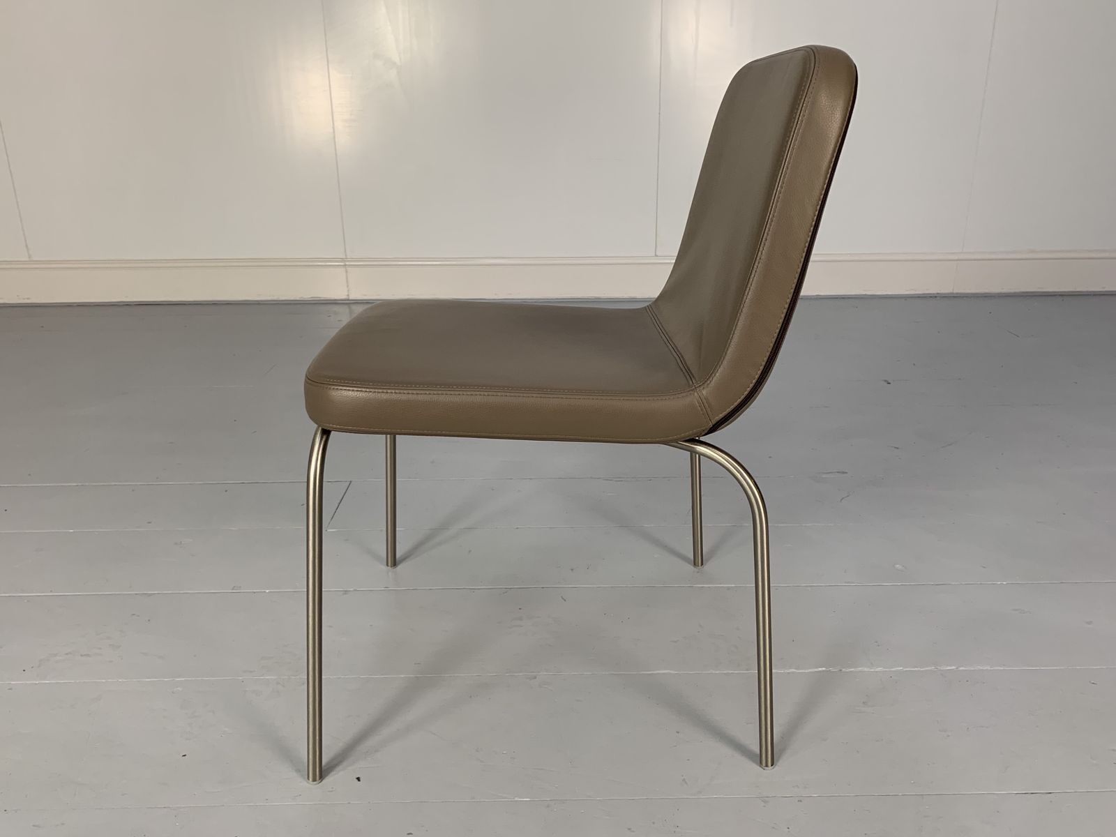 photo furniture 10 Minotti “Arp 1” Dining Chairs – In Taupe Leather