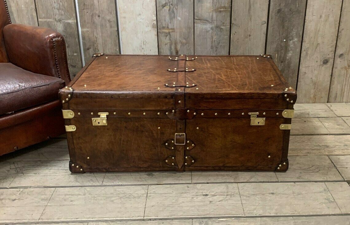 photo for sale Room Decor Home Furnishings Large Leather Coffee Table Trunk