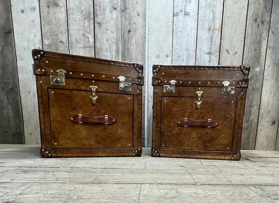 Luxury Nightstands In A English Captain Style Trunk Home Decor Furnishings photo for sale